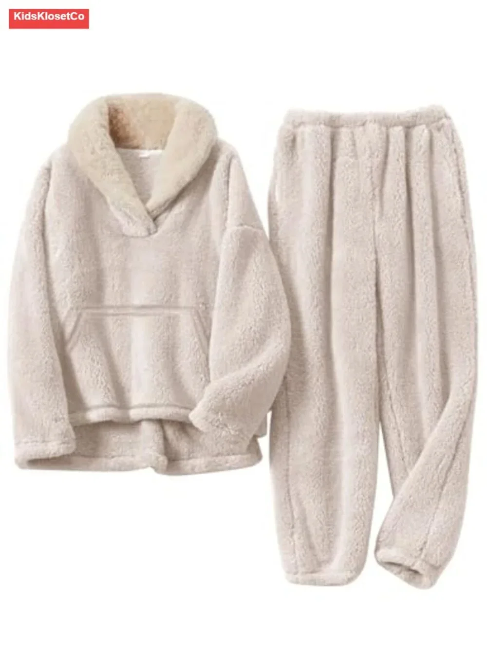 Girls Fleece Pants Set Fuzzy Pullover Top Matching Sweatsuit Winter Lounge
